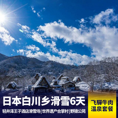 日本旅游:日本滑雪6日游 轻井泽王子酒店滑雪场 温泉晚宴 